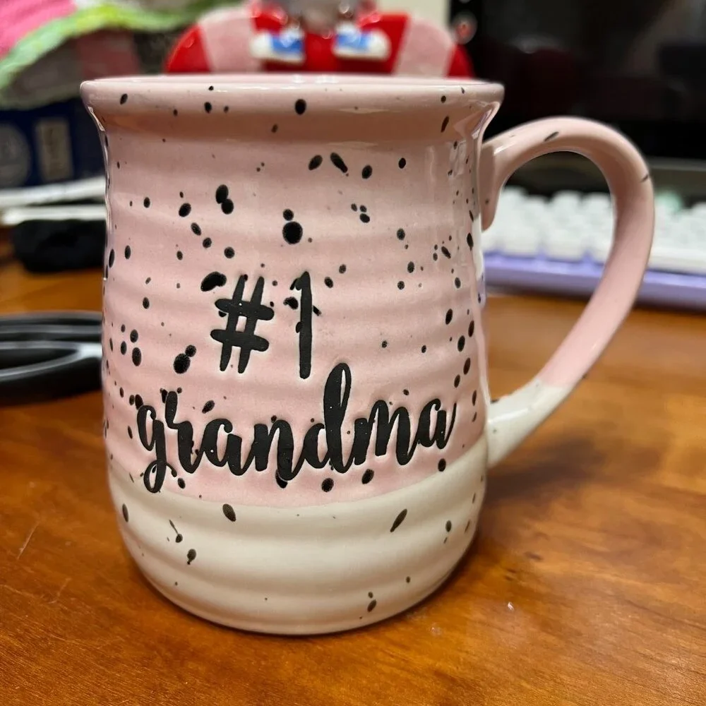 #1 Grandma Mug, Best Grandma Coffee Mug, Pink Ceramic Mugs, Grandma Gifts